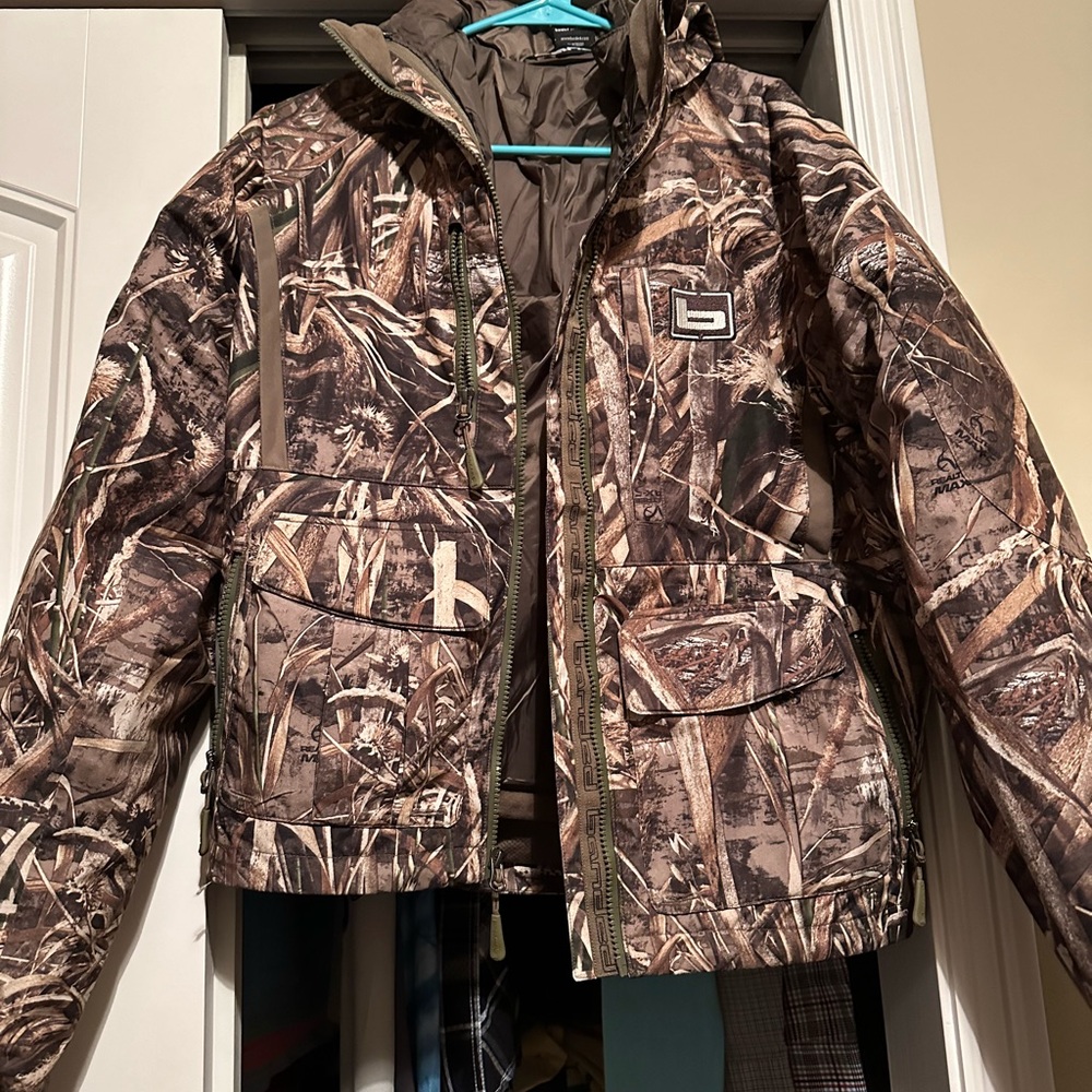 Banded hunting coat, men’s small,waterproof inside coat zips out